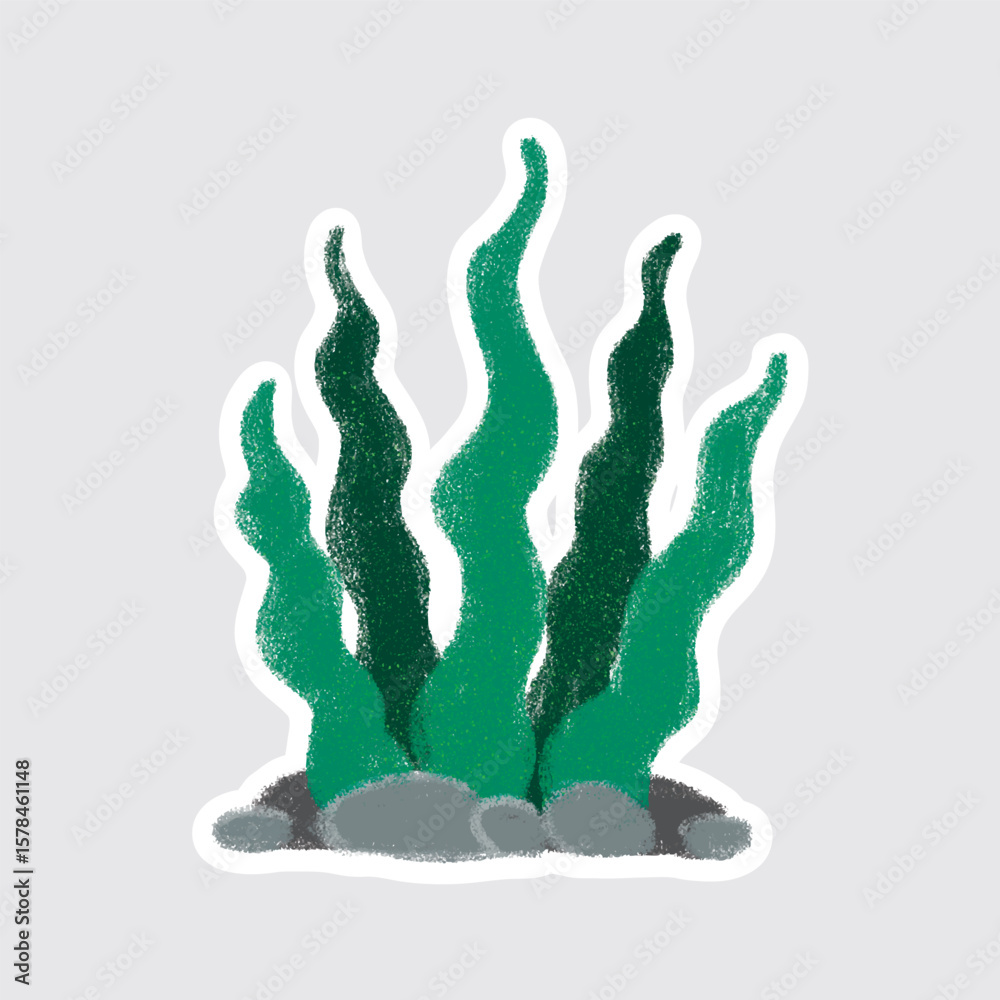 Seaweed Cute sea animals in crayon style for stickers, icons, logos, etc. Seaweed Cute sea animals in crayon style for stickers, icons, logos, etc.