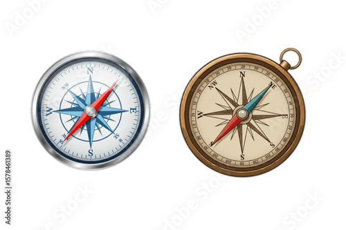 Nautical compass graphic featuring navigation tools for direction, ideal for map design or travel theme.