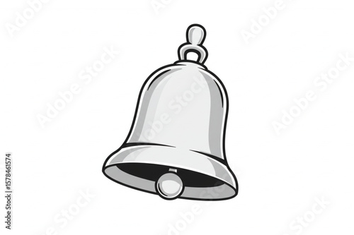 Simple drawing of a bell in grayscale, perfect as an icon, emblem, or design element for holiday or notification themes.