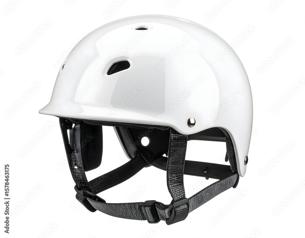 Naklejka premium Shiny white helmet for safety equipment