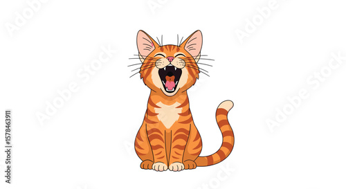 An animated pixel art orange tabby cat yelling loudly with mouth wide open and eyes closed in exasperation