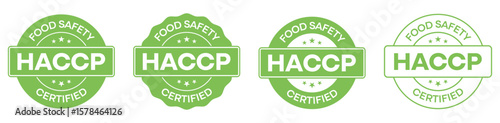 Green HACCP Food Safety Certified Labels – Eco-Friendly Vector Badges for Health Compliance