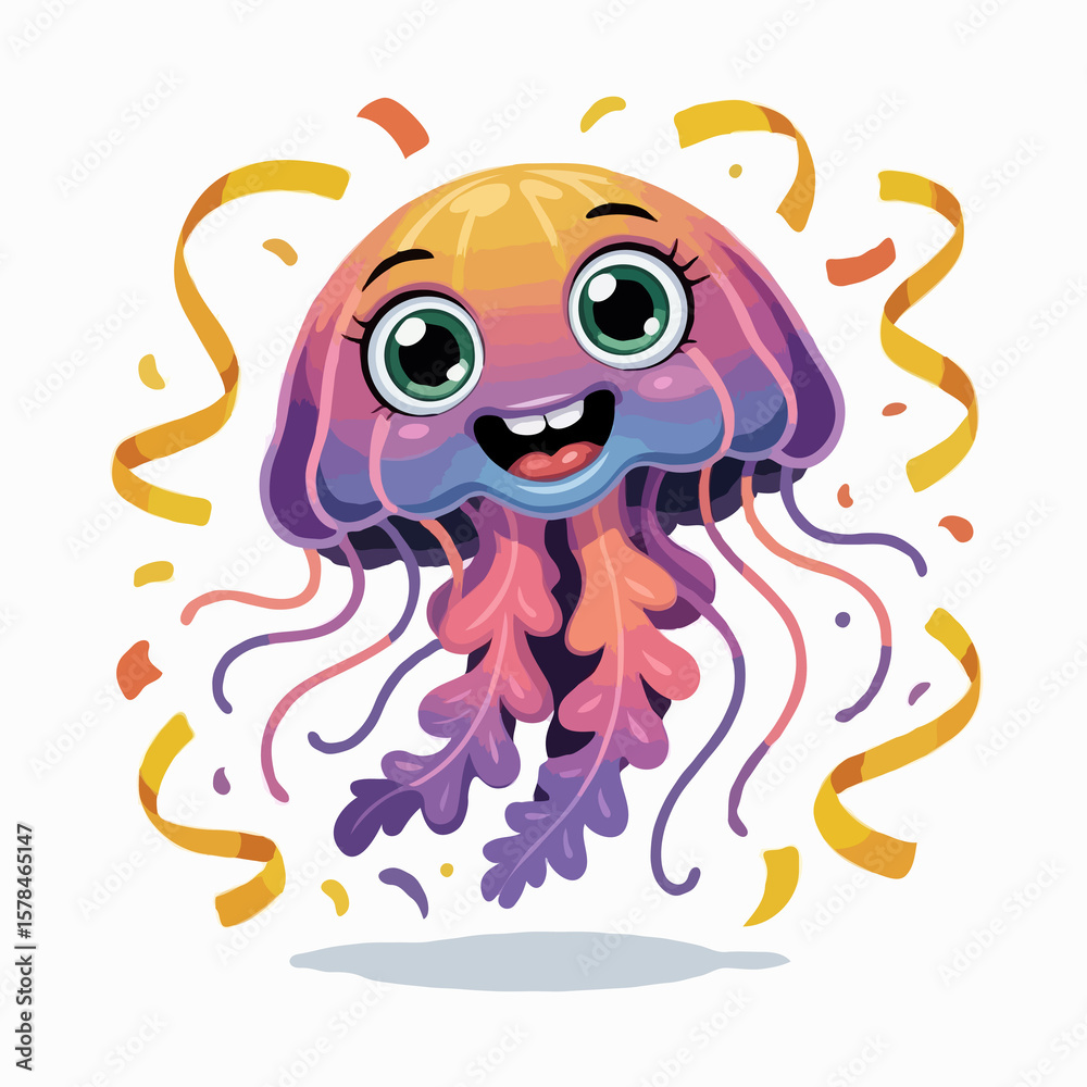 Fototapeta premium jellyfish design character illustration posing happy