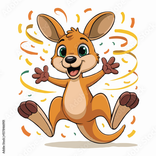 kangaroo character design illustration happy posing