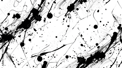Abstract Black Ink Scribble Art on White Background