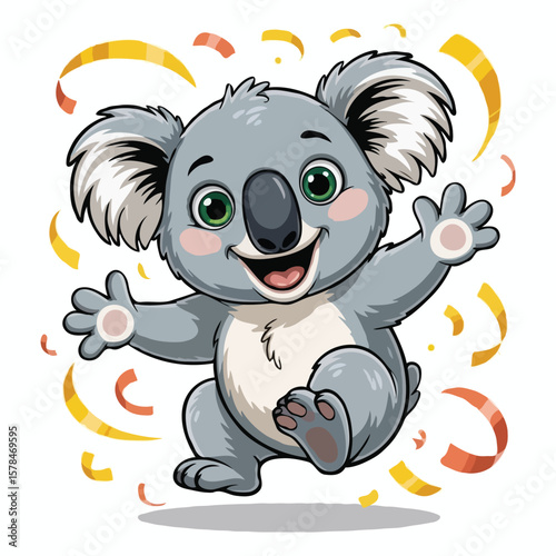 koala character design illustration posing happy
