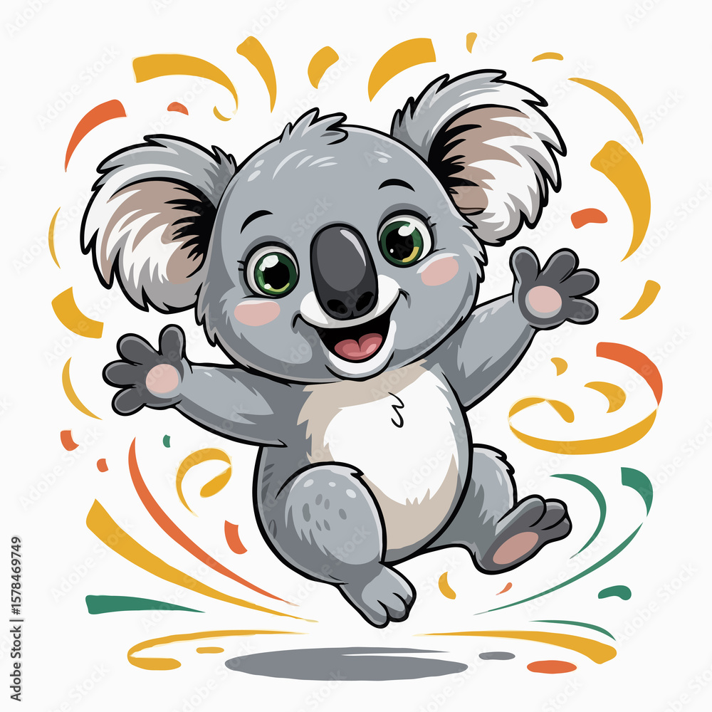Obraz premium koala character design posing happy illustration