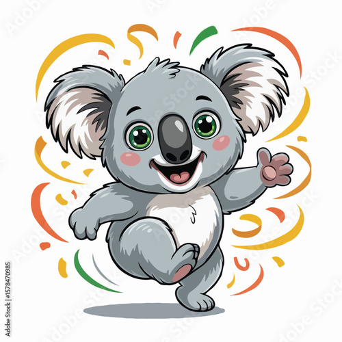 koala illustration character design posing happy