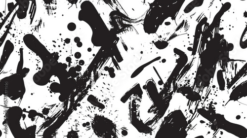 Abstract Black Ink Scribble Art on White Background