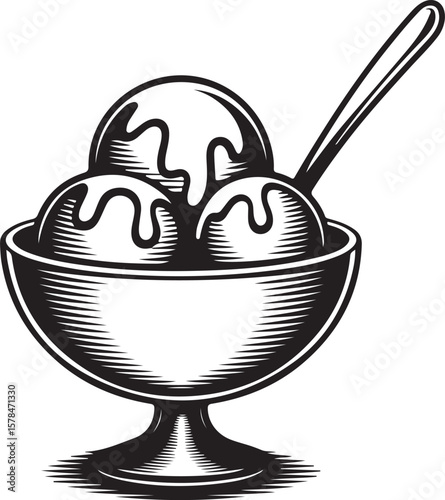 Classic Ice Cream Sundae Illustration
