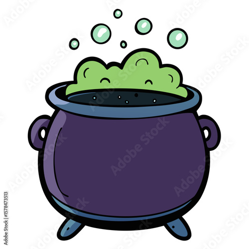 Mystical witch s cauldron bubbling with magical potion and swirling fumes perfect for halloween