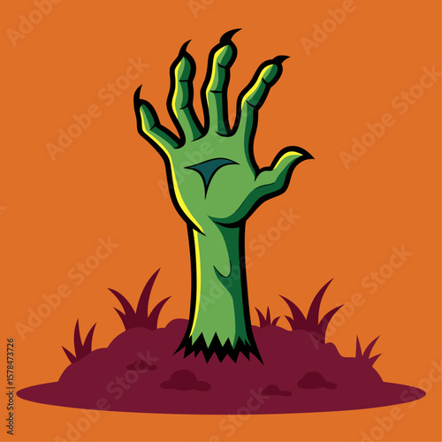 Creepy undead hand emerging from the dark earth perfect for halloween themes