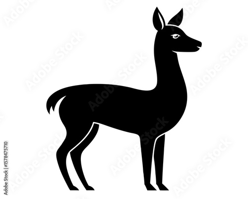 A vicuna silhouette in black vector art stands out on a white background.
