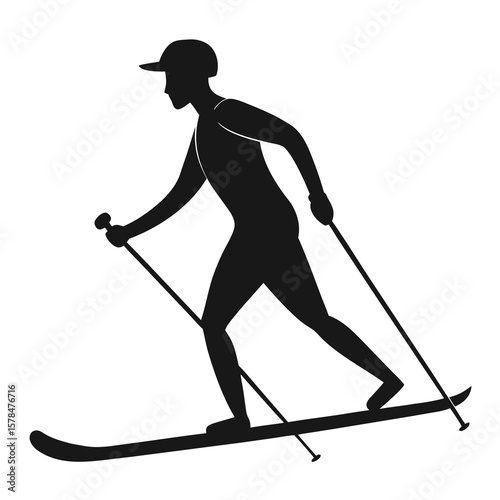 Cross-Country Skiing Silhouette Icon