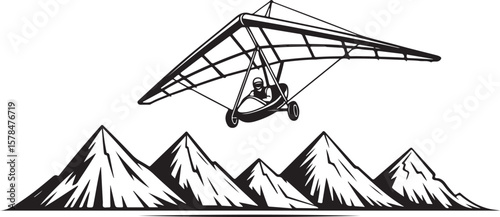 Hang Glider over Mountain Range Illustration