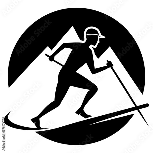 Cross-Country Skiing Silhouette Icon
