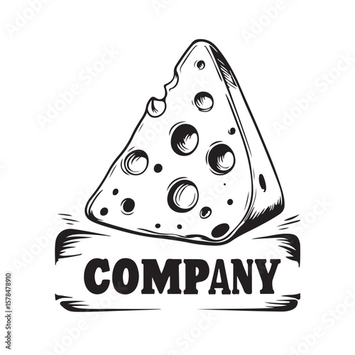 A professional and appetizing cheese company logo vector design. The logo features typical cheese elements like cheese slices and cheese holes, making it suitable for dairy businesses and cheese shops