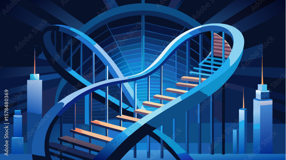 Fototapeta premium dna strand on blue