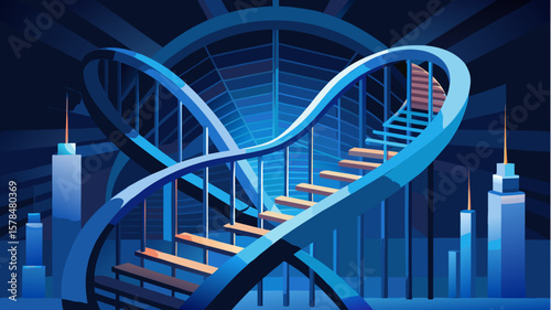 dna strand on blue