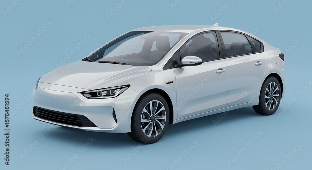 Fototapeta premium Silver sedan vehicle studio shot