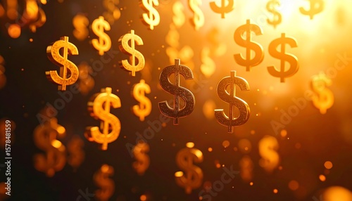 Gold dollar signs falling