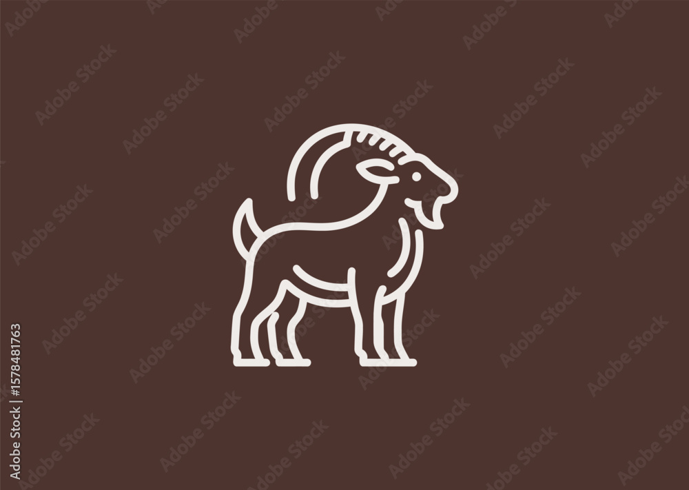 Obraz premium Goat line logo for nature, endurance, or minimalist brand identity.