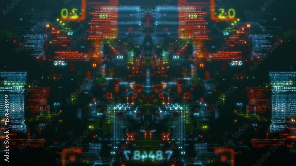 sci fi red green blue wireframe dot effect