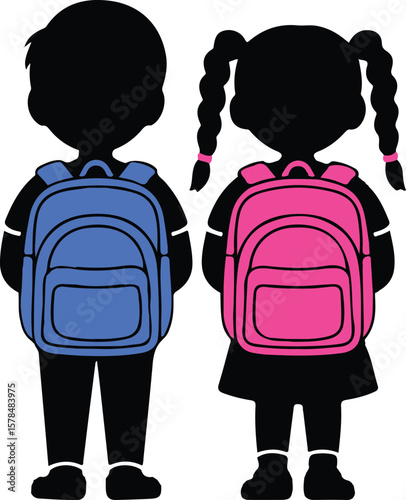 Man girl students classmates pictogram icon