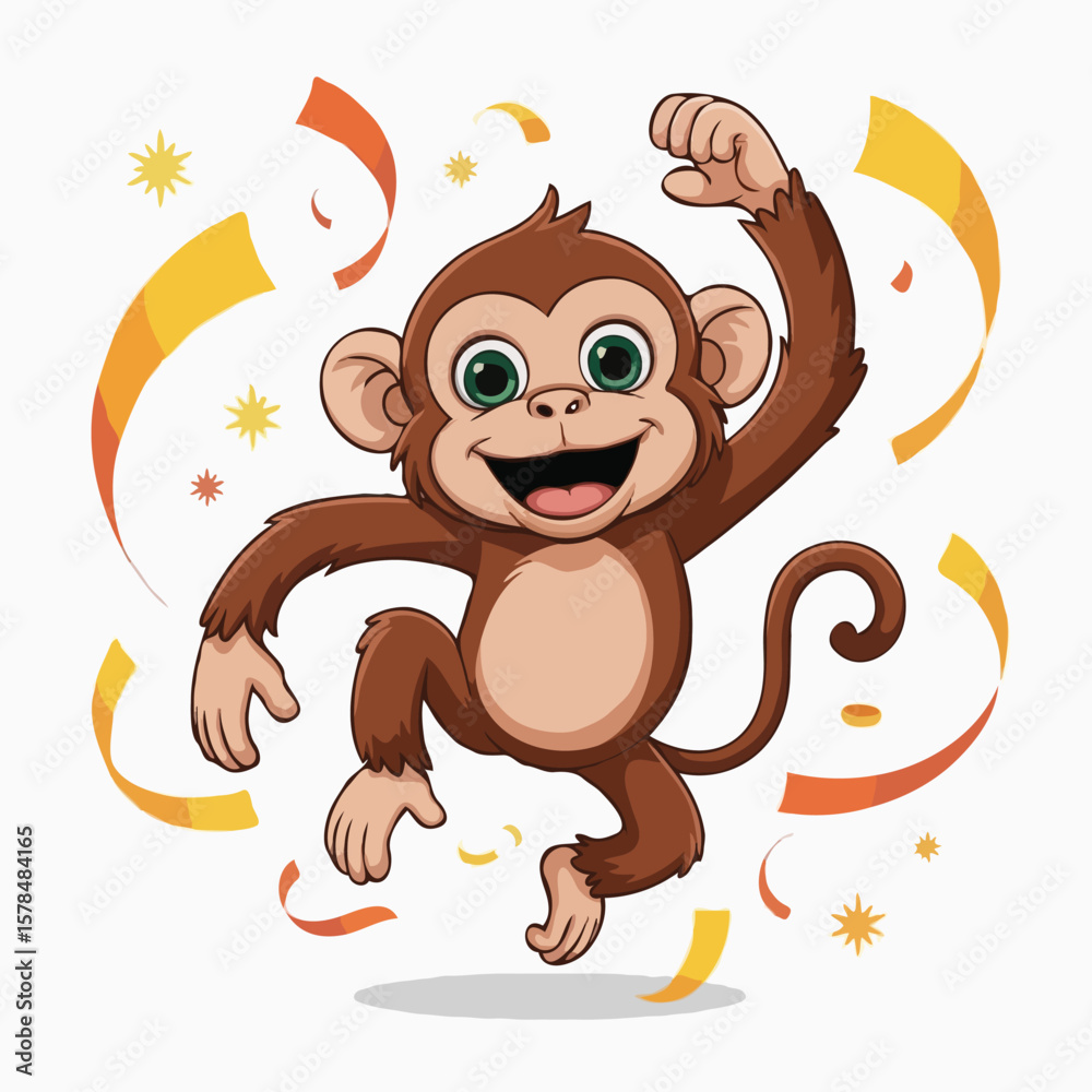 Fototapeta premium monkey character design illustration happy posing