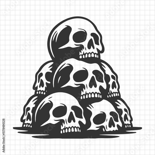 Pile of Human Skulls Illustration