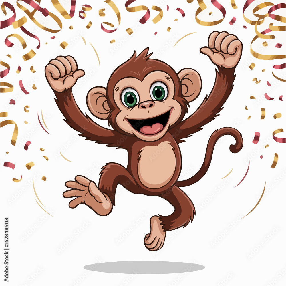 Obraz premium monkey design character posing happy illustration