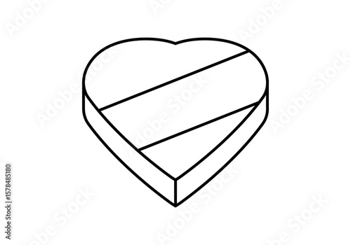 Icono negro de caja de bombones con forma de corazón