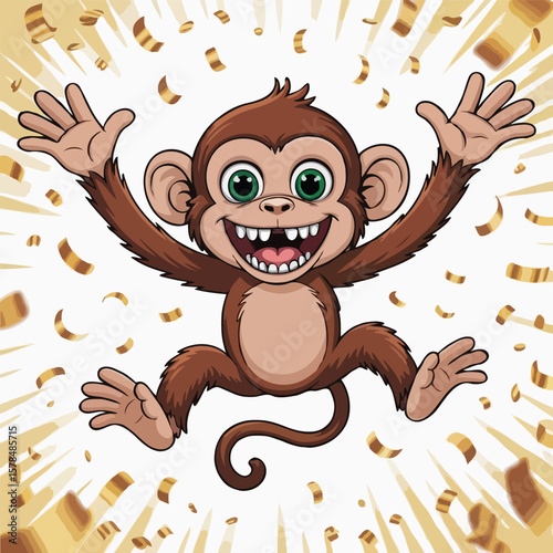 monkey design illustration posing happy