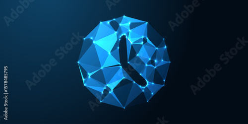 Abstract blue background with a brilliant geometric polygon diamond, a luxurious and sparkling jewel design