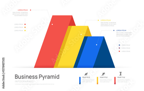 Infographics triangular pyramid chart timeline business 3 steps to success template.