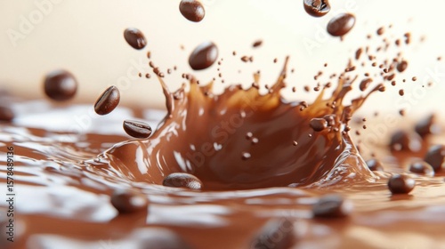chocolate splash closeup on a white background. High quality photo.