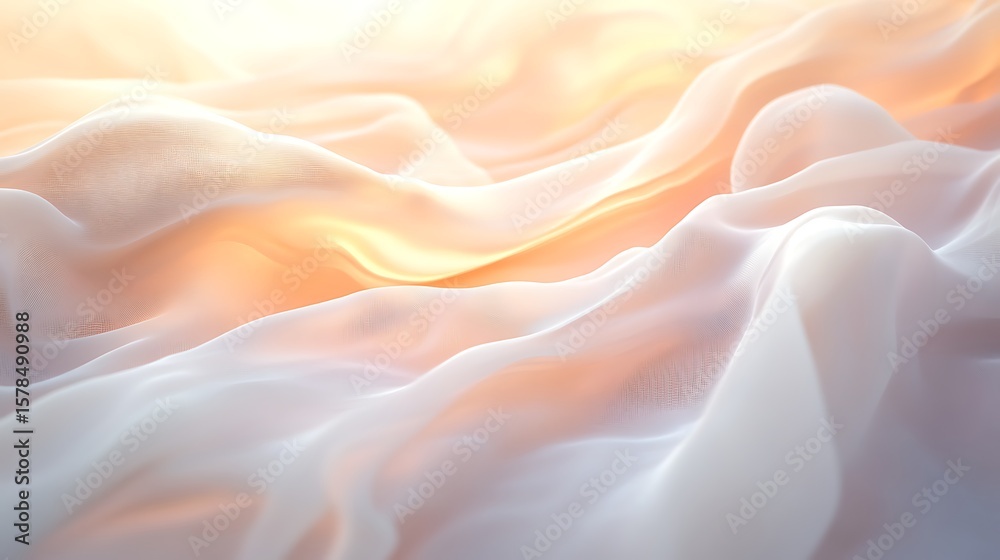 Fototapeta premium Soft white fabric texture with warm sunlight
