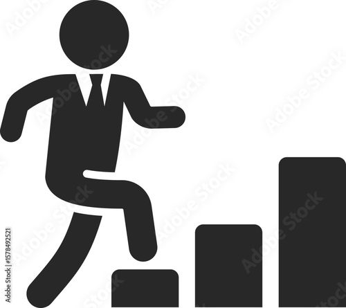 Businessman solid icon used in career success, business growth, and achievement clip art.