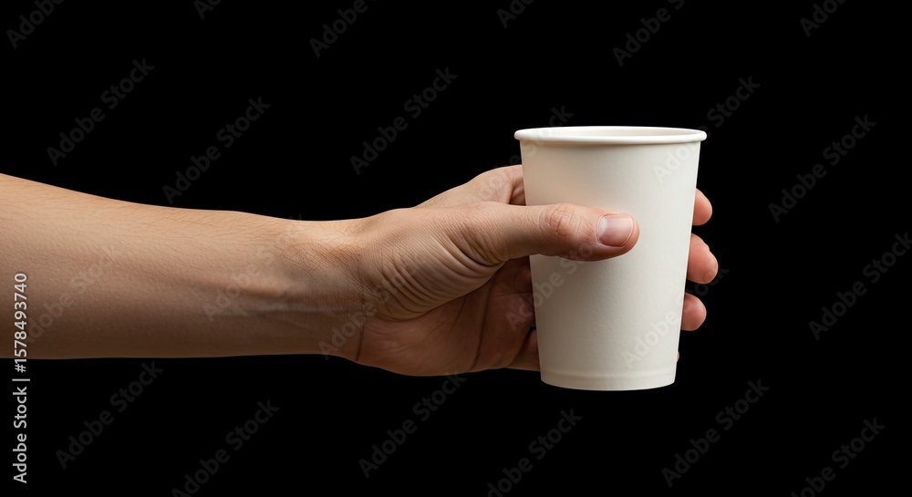 Obraz premium Hand offering a plain white cup