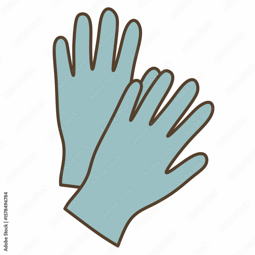 Fototapeta premium Blue travel gloves in flat style for hygiene and safety in airports and public places. Ideal for travel icons or health designs.