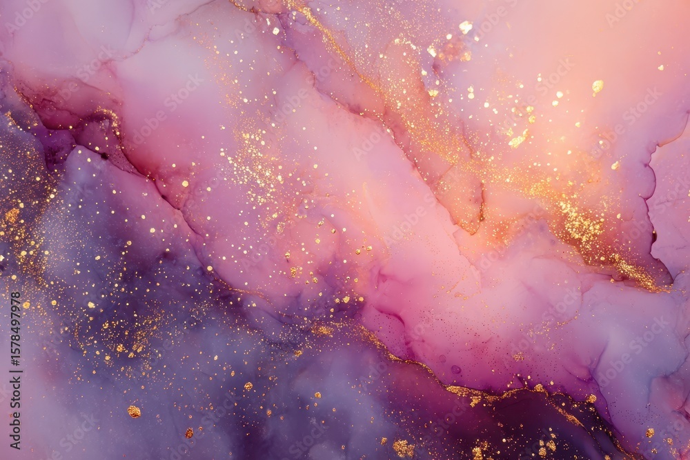 Obraz premium Abstract Pink and Gold Ink.