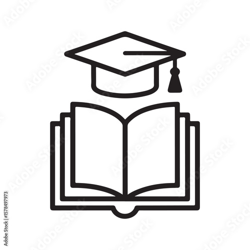 Graduation Cap Open Book Symbol academic education