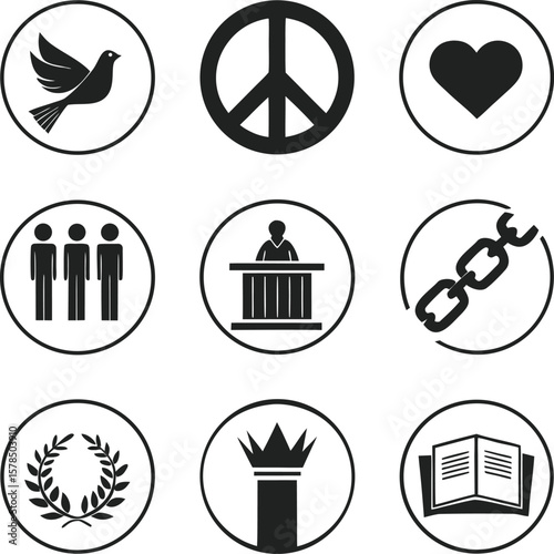 Universal Symbols of Peace, Justice, and Freedom A Collection of Iconic Images