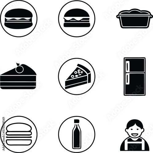 Food Icons Restaurant Menu, Burger, Cake, Pizza and More