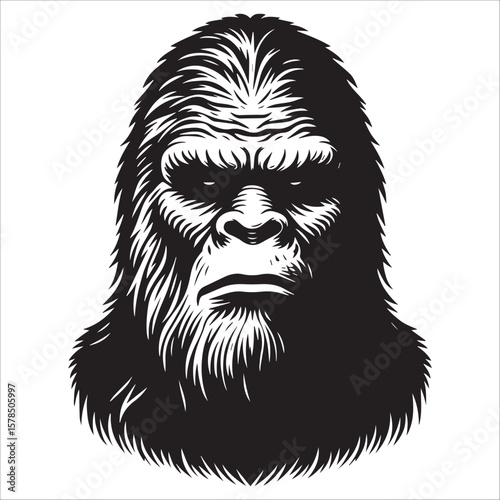 Bigfoot Sasquatch Head Illustration