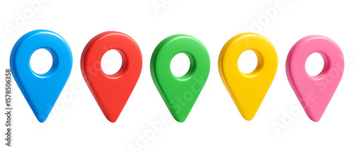  Colorful 3D Map Pointer Location Pins - Set