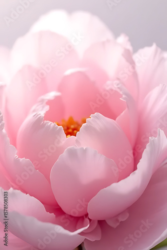 Abstract composition of layered peony petals in soft harmonious hues with elegant lighting 