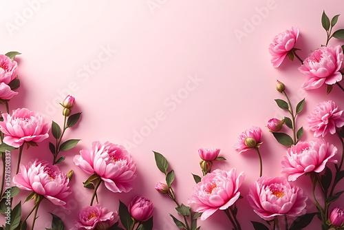 Creative layout of colorful peonies with shadow play and ample breathing space