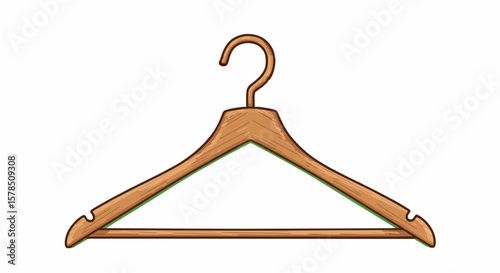 A simple illustration of a wooden clothes hanger isolated on white background.