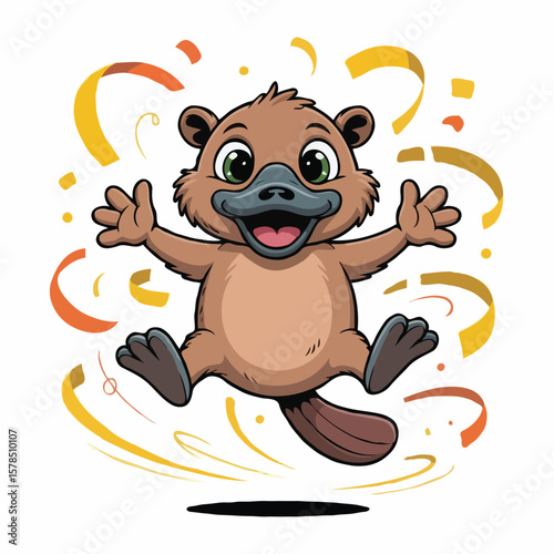platypus design character posing happy illustration